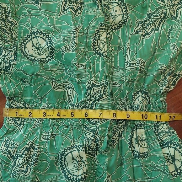 Diane von Furstenberg Green Print Vintage Jumpsuit Sz L - Picture 9 of 11